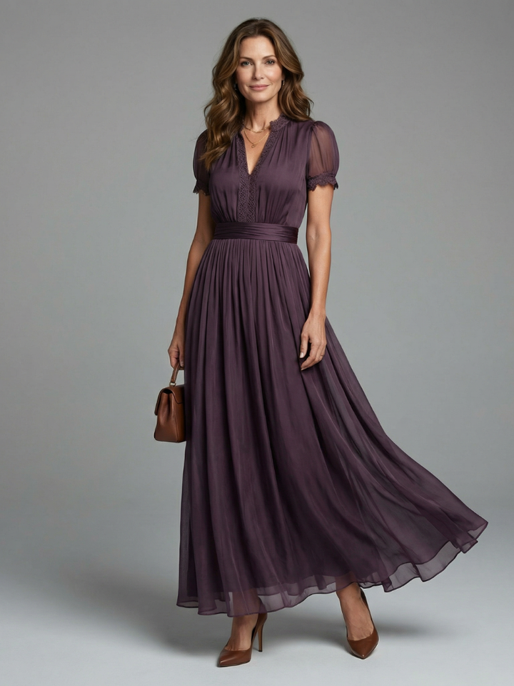 Lily Gathered Waist Keyhole Maxi Dress