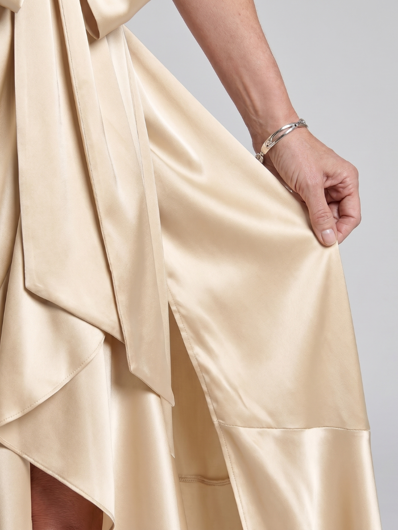 Avery Halter Neck Wrap Asymmetric Hem Midi Dress