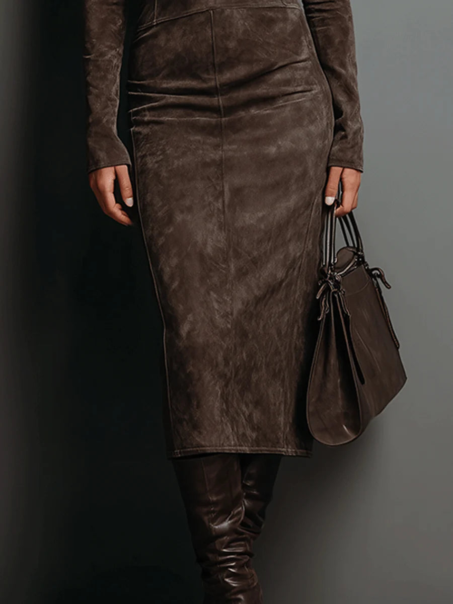 Ivy - Long Brown Midi Dress