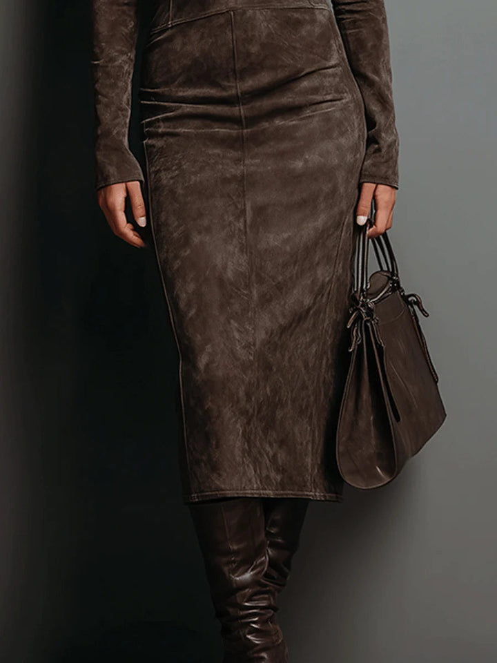 Ivy - Long Brown Midi Dress