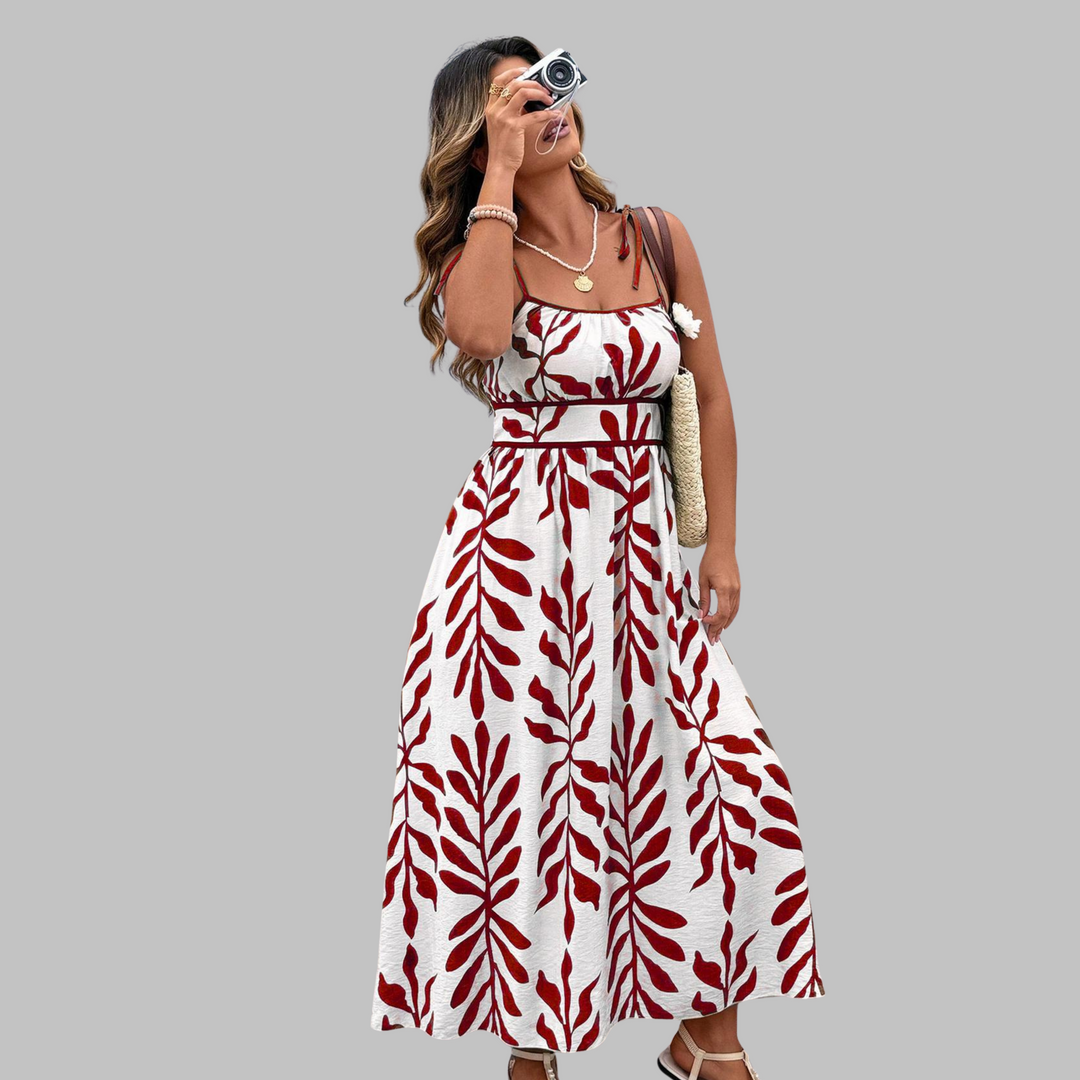 RAHIRA™ - Casual Sleeveless Summer Leaf Print Maxi Dress