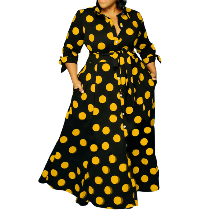 MARIE™ – Stylish Polka Dot Shirt Dress with Belt
