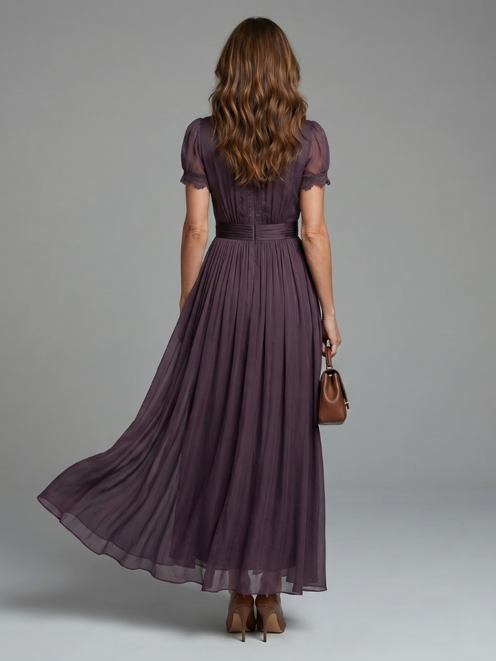 Lily Gathered Waist Keyhole Maxi Dress