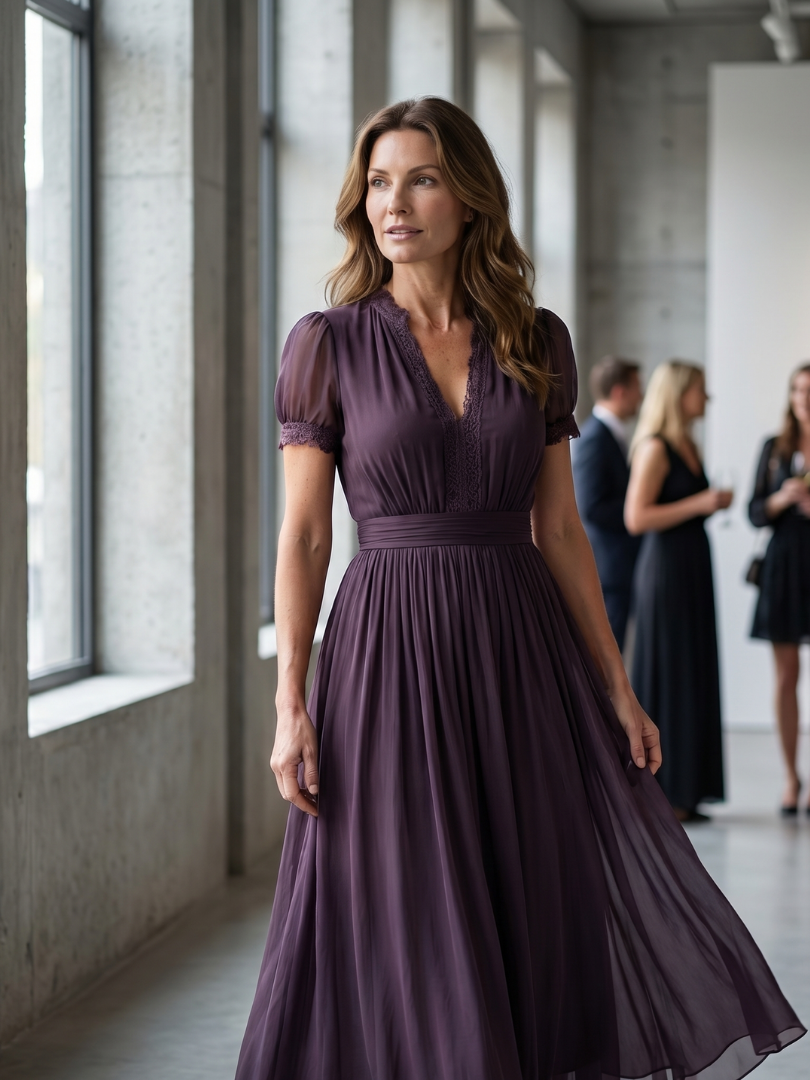 Lily Gathered Waist Keyhole Maxi Dress