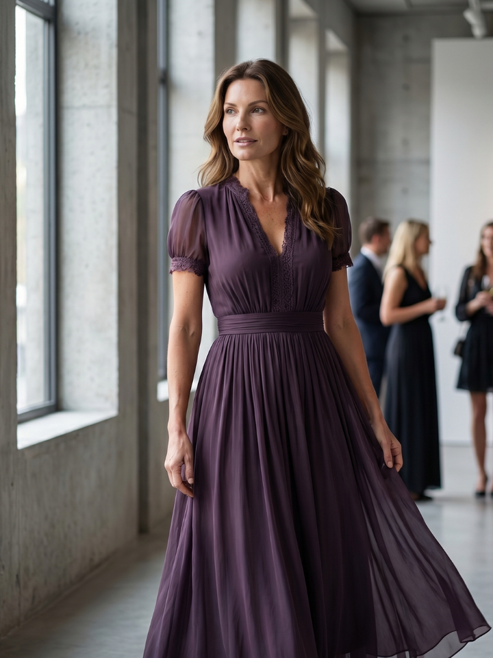 Lily Gathered Waist Keyhole Maxi Dress