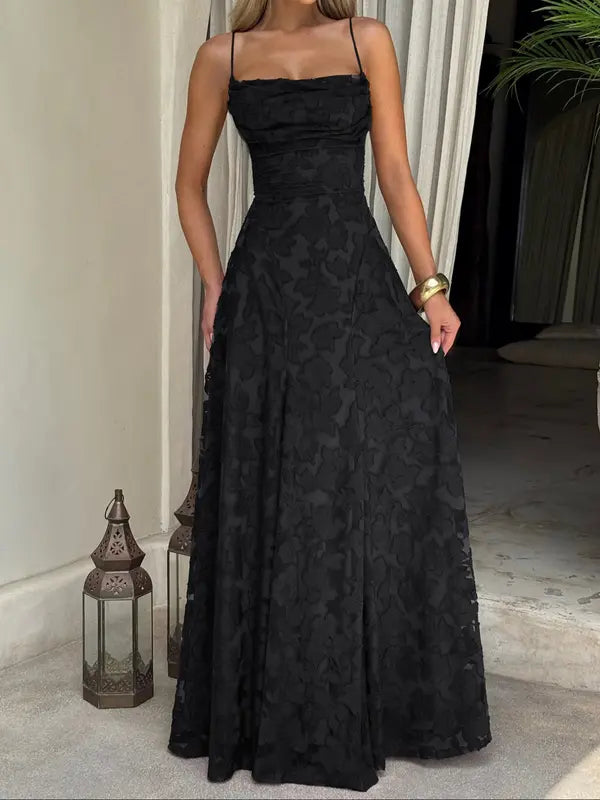 XENIAT - Backless Lace Long Dress Fitted