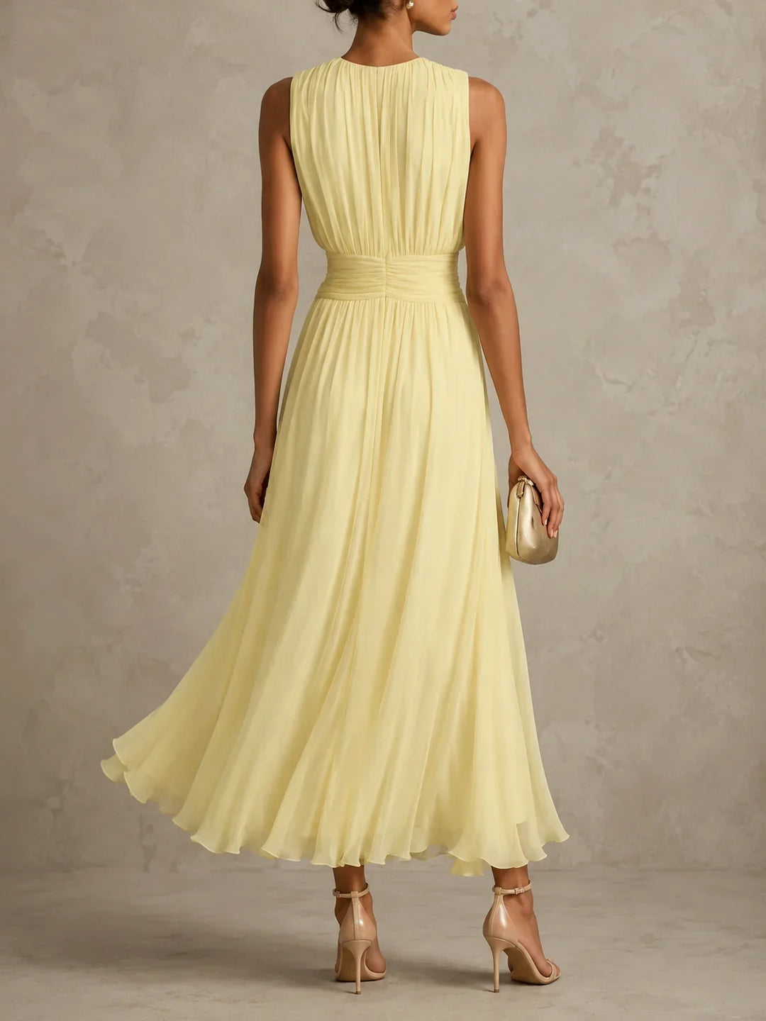 Amandine | Ruched-Waist Sleeveless Maxi Dress
