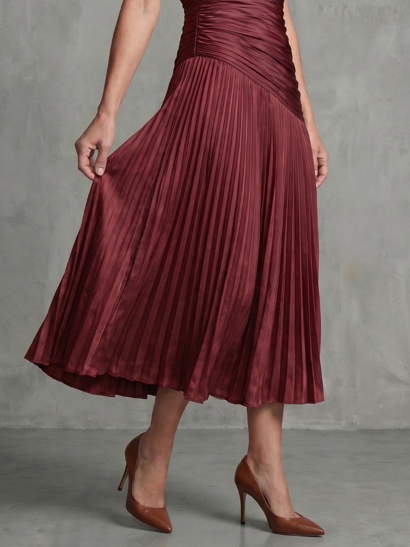 Eleanor Pleated Waistline Stripe Midi Dress