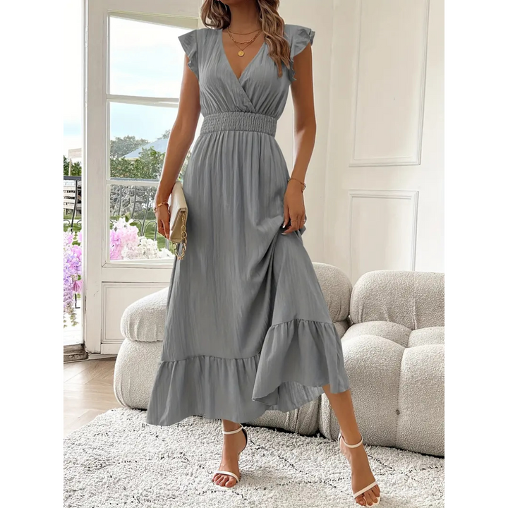 AVALERI™ - Elegant Shirred V-Neck Summer Maxi Dress