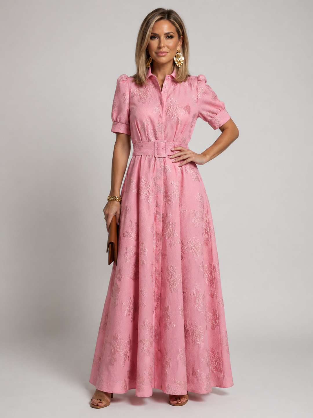 Jenna Belted Floral Maxi Dress