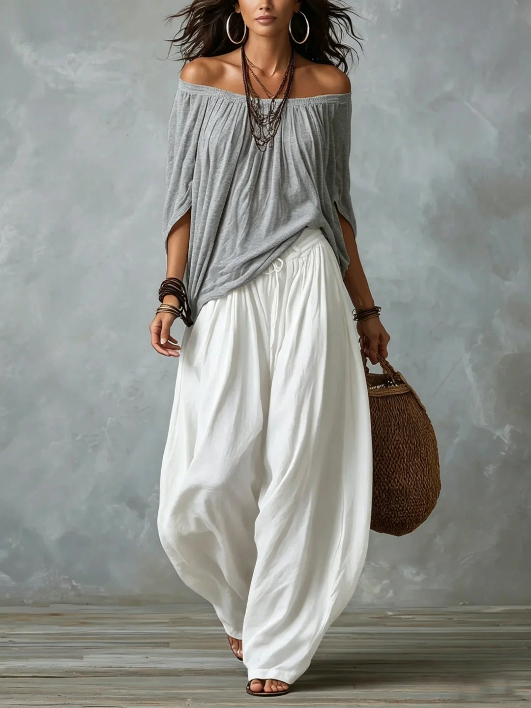 Sofia Off-Shoulder Top & Lantaarnbroek Set