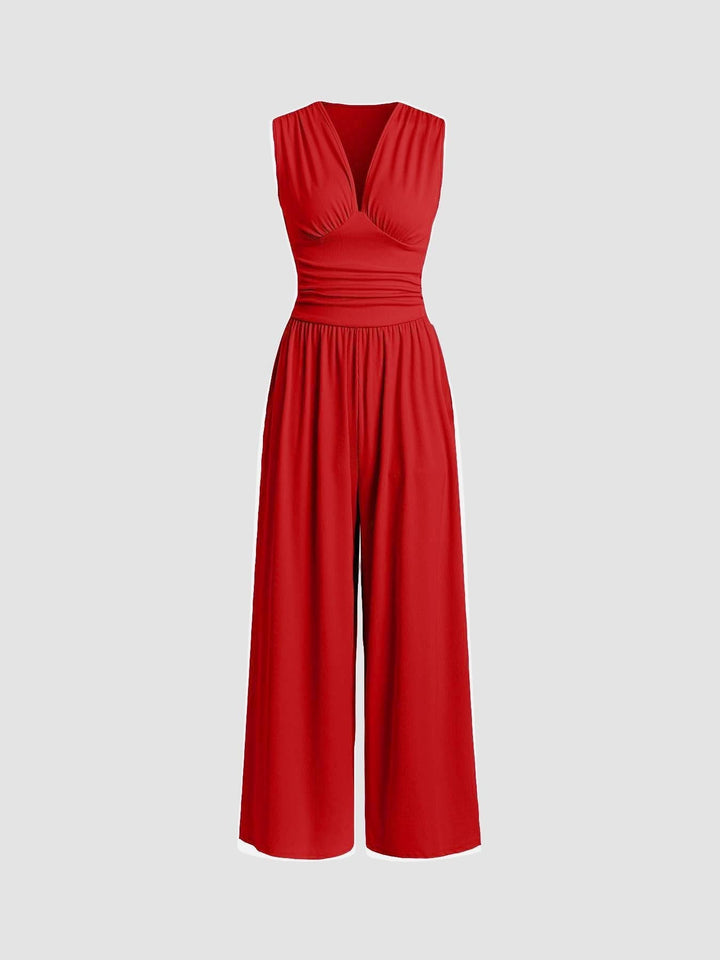 Charity – Elegante Mouwloze Jumpsuit met Brede Pijpen