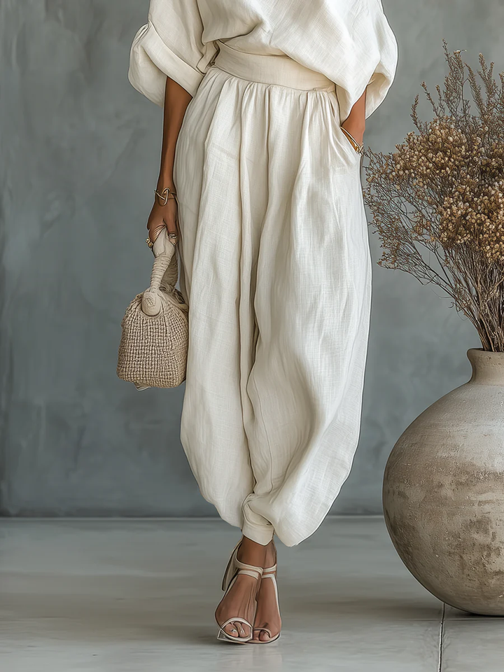 Eleonora – Elegante Eén-Schouder Twee-Delige Set