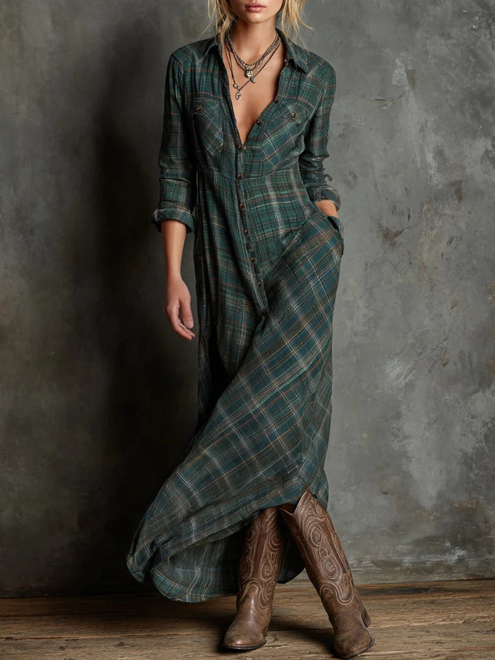 Hazel - Long Checkered Dress