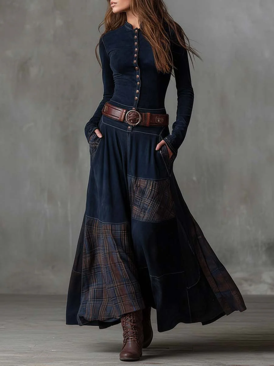 Olivia - Maxi Suede Dress with Belt