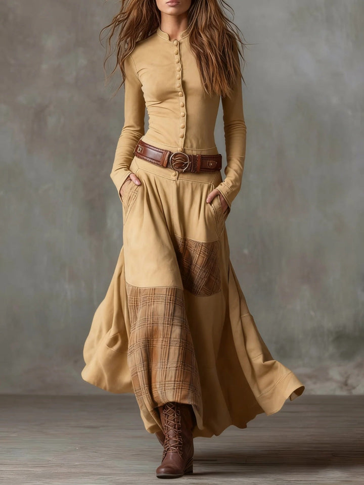 Olivia - Maxi Suede Dress with Belt