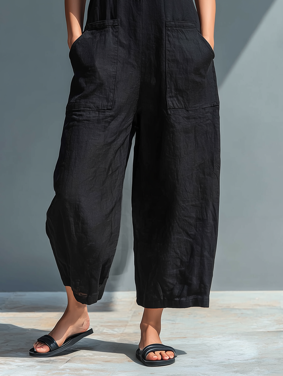 Mouwloze Jumpsuit voor Vrouwen met Hoge Kraag en Knopen