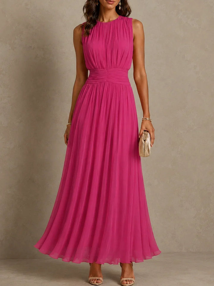Amandine | Ruched-Waist Sleeveless Maxi Dress