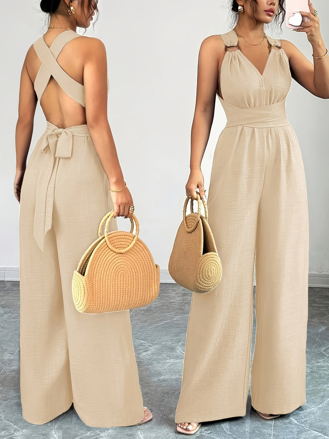 Emily | Elegante Linnen en Katoenen Jumpsuit