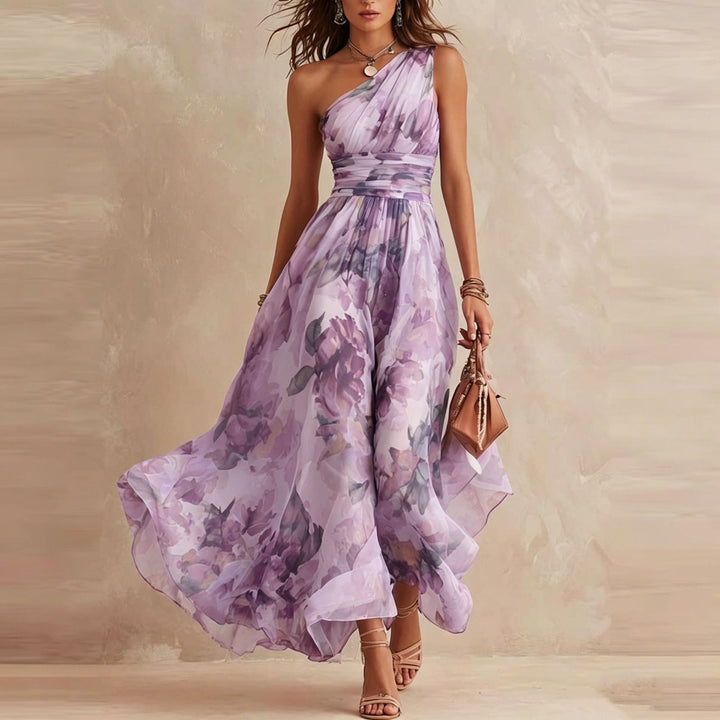 AURORA | ONE-SHOULDER FLORAL DRESS