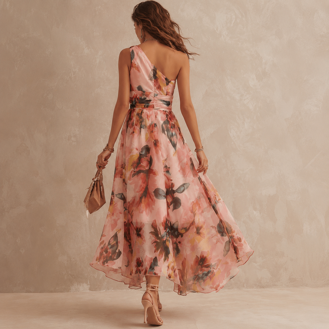 AURORA | ONE-SHOULDER FLORAL DRESS