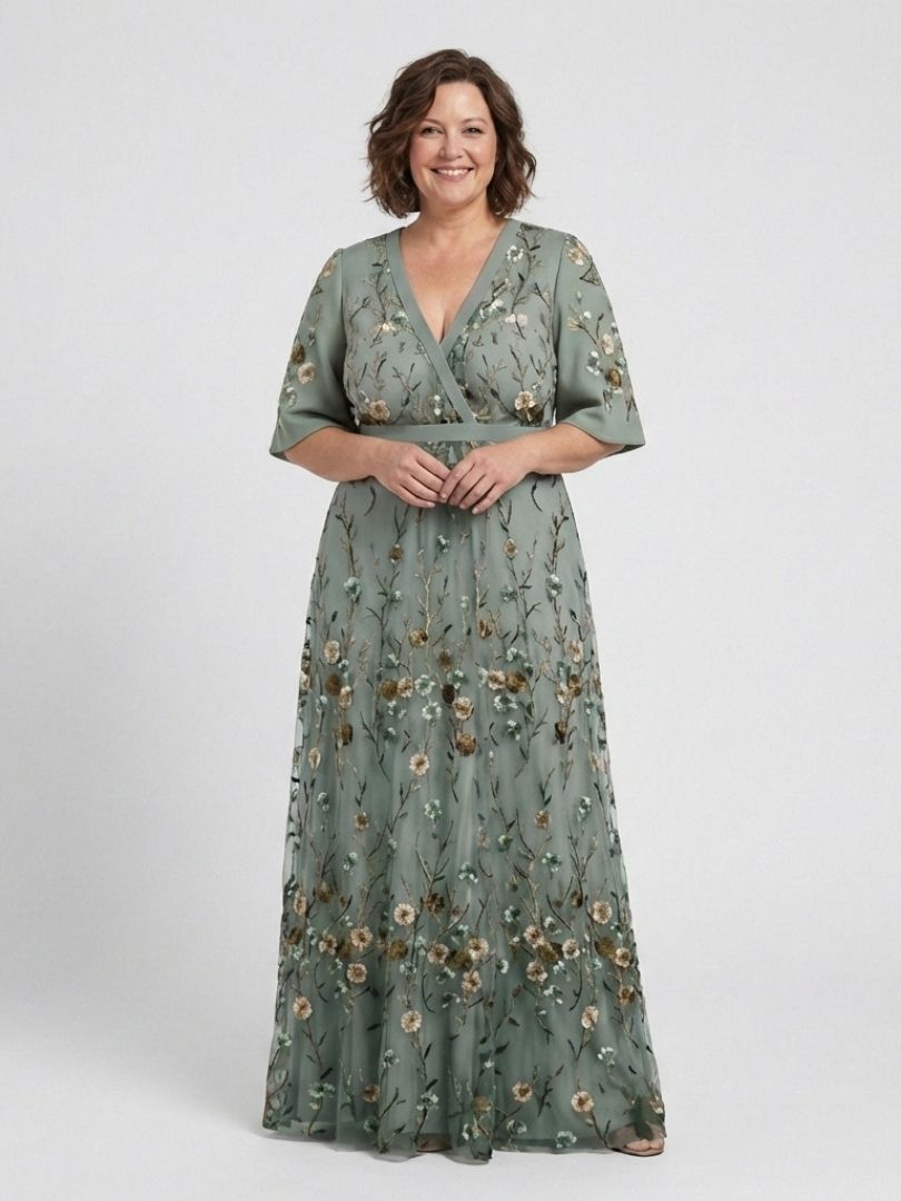 Hannah Floral V Neck Short Sleeve Maxi Dress