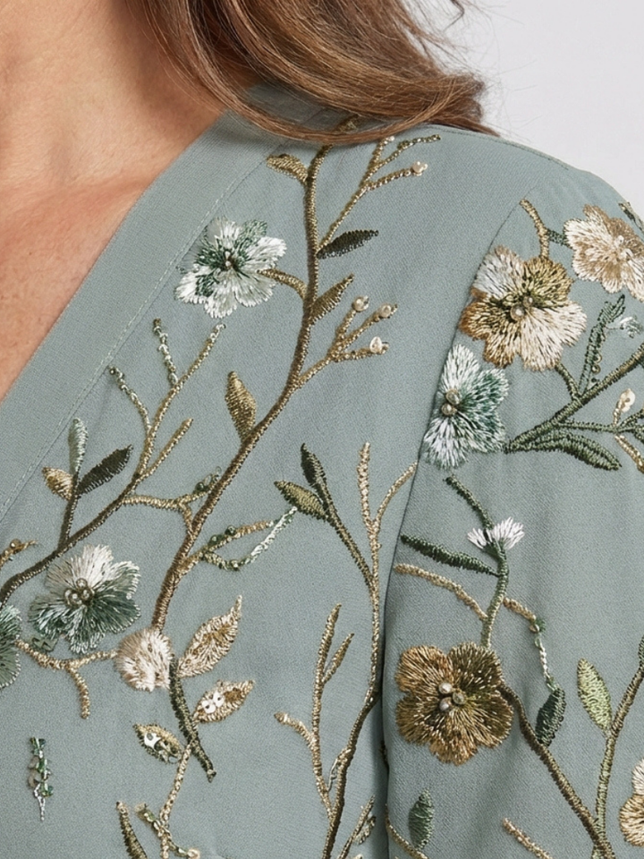 Hannah Floral V Neck Short Sleeve Maxi Dress
