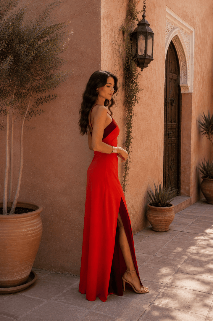 Elisa™ | Long Halter Dress with Slit