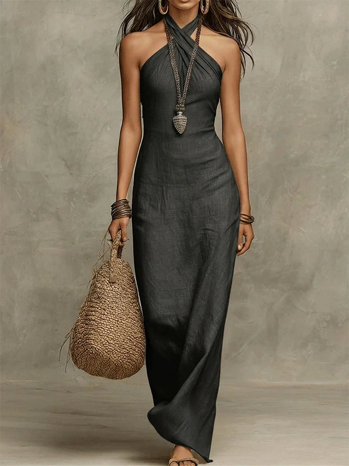 AVELINA™ – VOLUMINOUS HALTER-NECK MAXI DRESS
