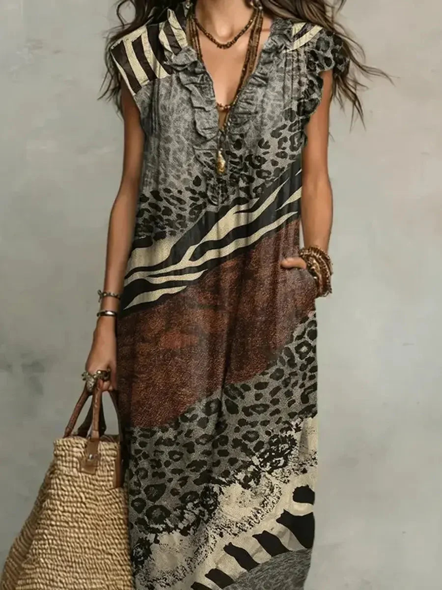 ZOLA | MIXED PRINT MAXI DRESS