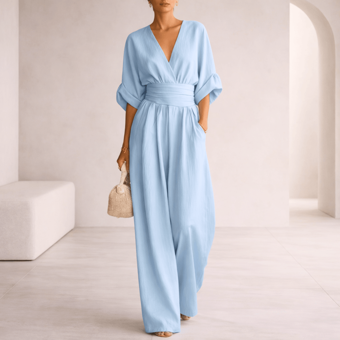 Elira | Essential V-Neck Wide-Leg Jumpsuit for Women