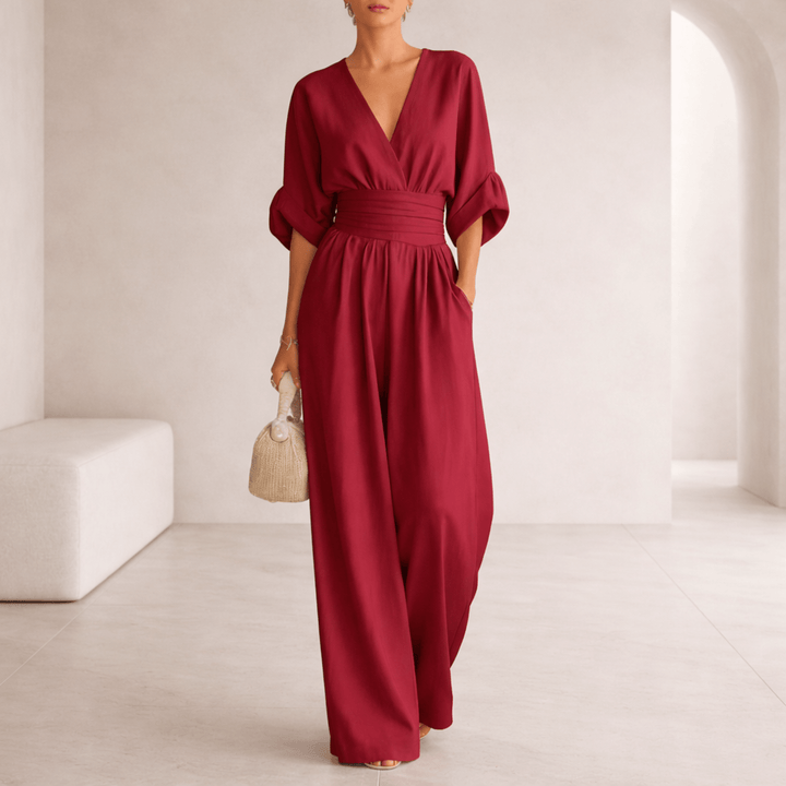 Elira | Essential V-Neck Wide-Leg Jumpsuit for Women